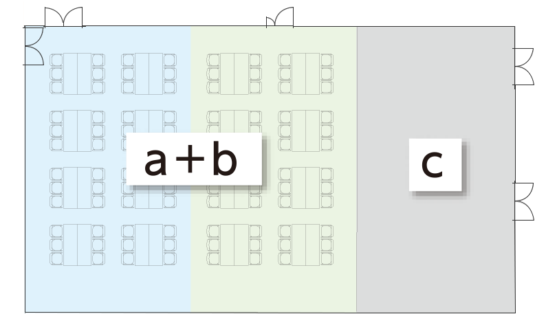 貸しスペース 2/3使用（a+b,b+c,a+c）